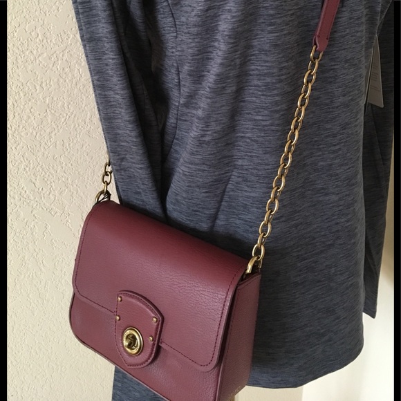 Burgundy red crossbody bag Ralph Lauren small bag red wine color leather bag new - Picture 1 of 10